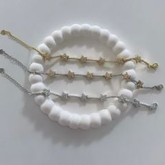 Özel Seri Zirkon Taşlı Yıldız Bileklik 22cm