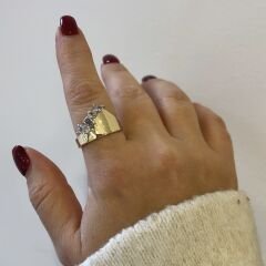 Özel Seri Üçgen Plaka Taşlı Yüzük (ayarlı)