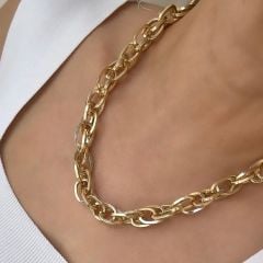 Özel Seri Halat Zincir Kolye 49cm Gold