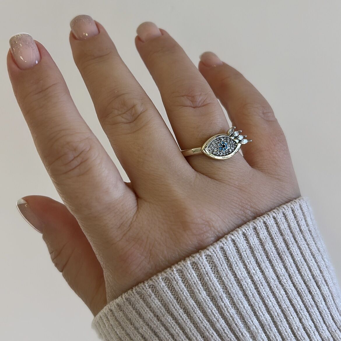 Özel Seri Zirkon Taşlı Nazar Göz Yüzük Ayarlı