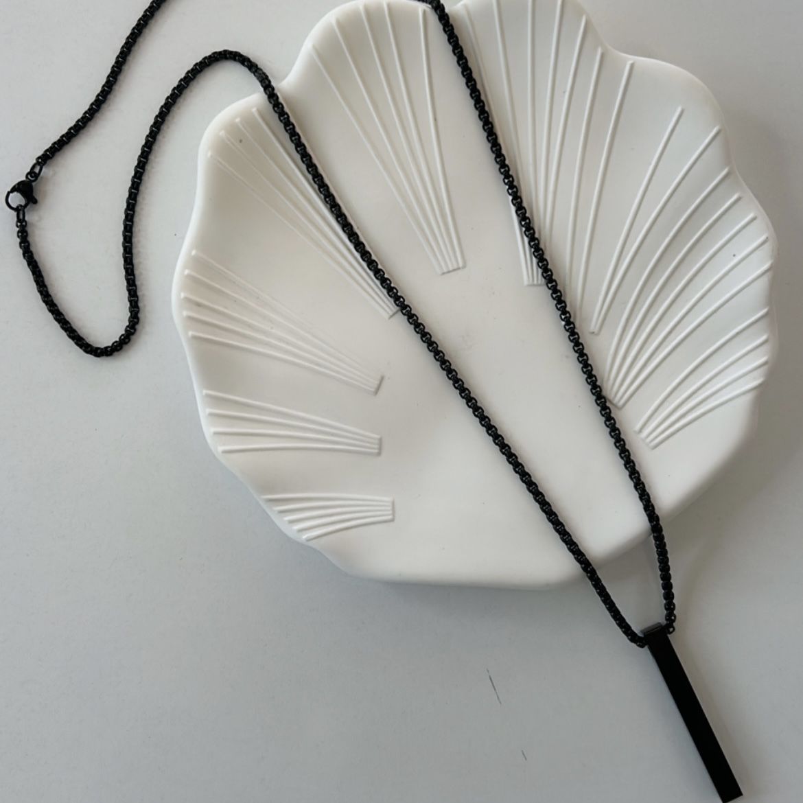 Çeik Çubuk Detaylı Siyah Kolye 60cm