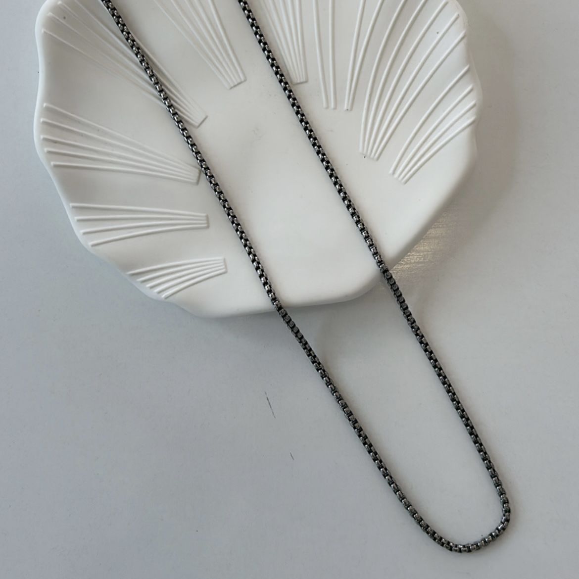 Çelik Siyah Zincirli  Kolye 60cm
