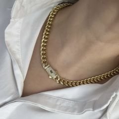 Özel Seri Zirkon Taşlı Gold Chain Kolye 46 cm
