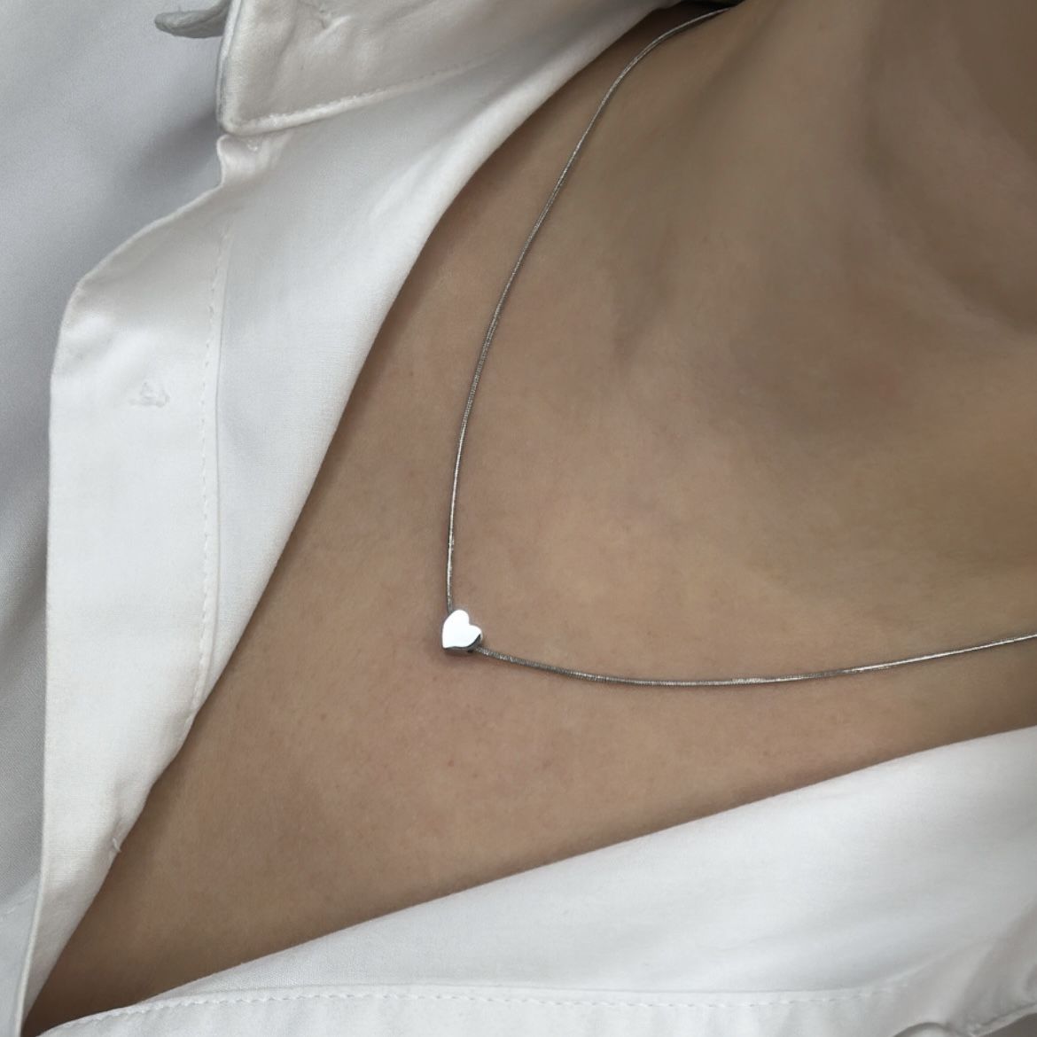 Çelik Minik Kalpli Kolye 45 cm