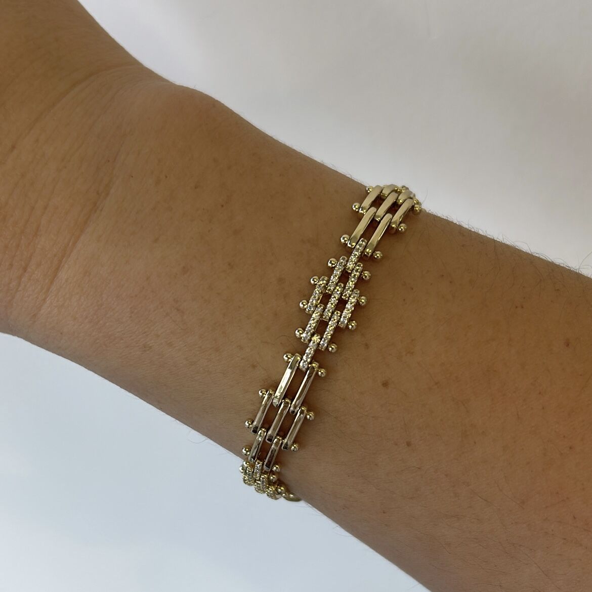 Vip Seri Zirkon Taşlı 14K Hasır Bileklik 18cm