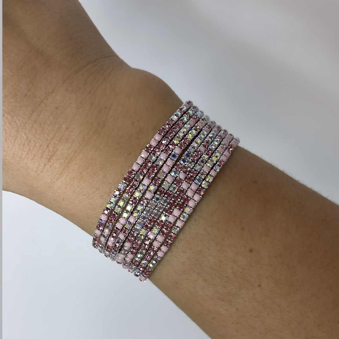 Özel Seri Pembe Zirkon Taşlı Lastikli Bileklik  Adet