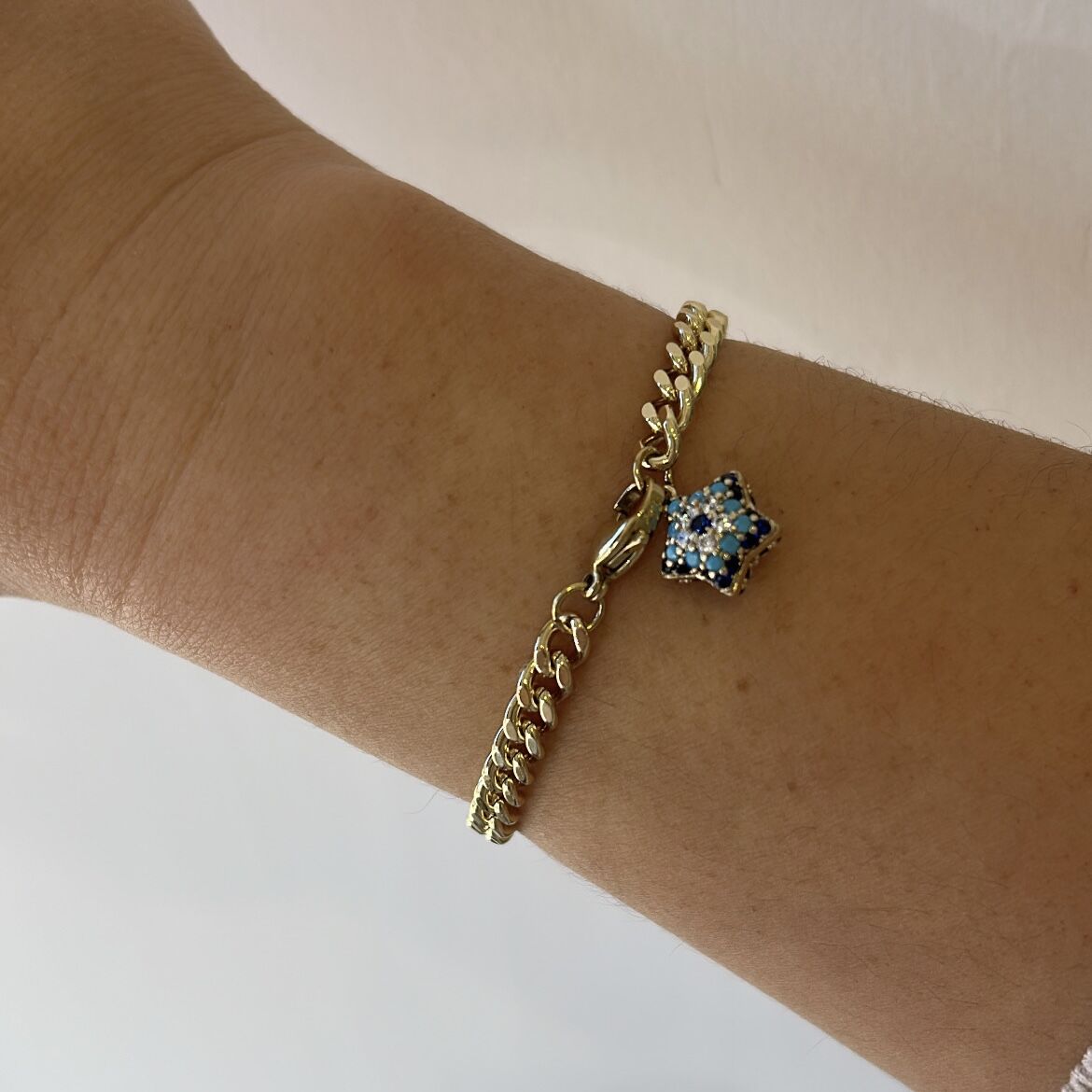 Vip Seri 14k Gold Yıldızlı Zincir Bileklik 17cm