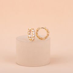 Özel Seri İçi Dışı Zirkon Taşlı Halka Küpe 1,5cm