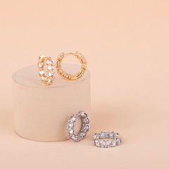 Özel Seri İçi Dışı Zirkon Taşlı Halka Küpe 1,5cm