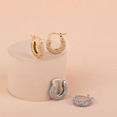 Özel Seri Zirkon Taşlı Halka Küpe 1,8cm