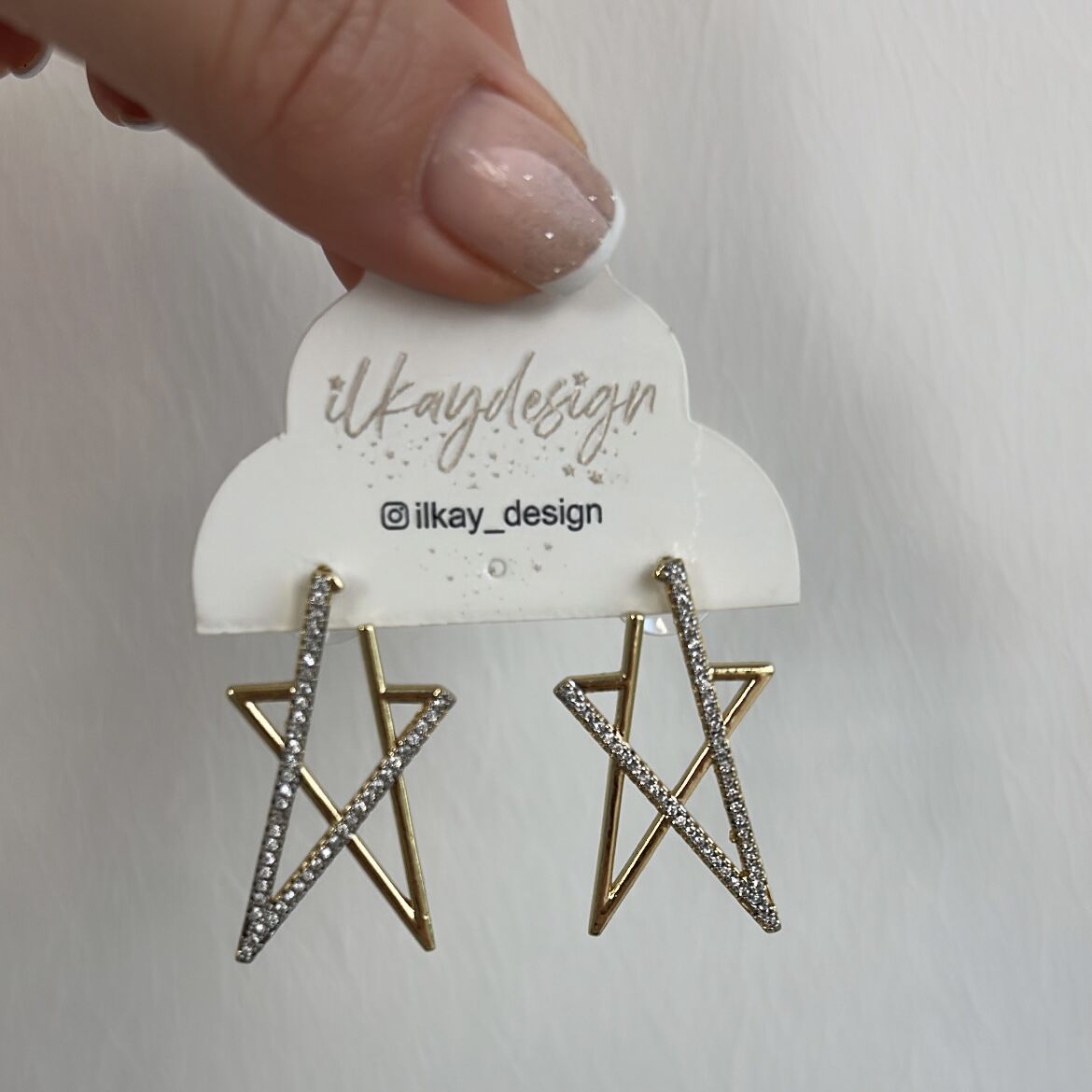 Özel Seri Zirkon Taşlı Yıldız Küpe 3,5cm