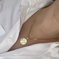 Çelik 14K Gold İtalyan Zincirli  Yıldız Kolye 45cm