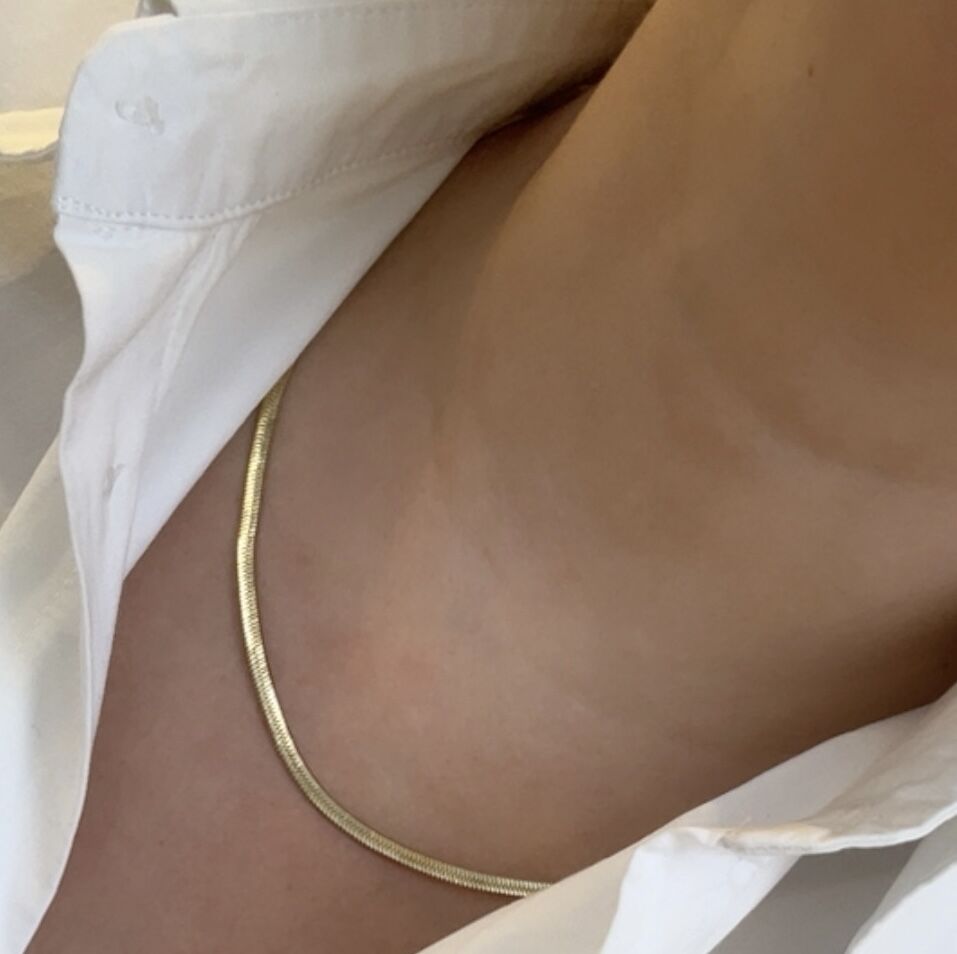 Çelik 14K Gold İnce İtalyan Kolye 45cm