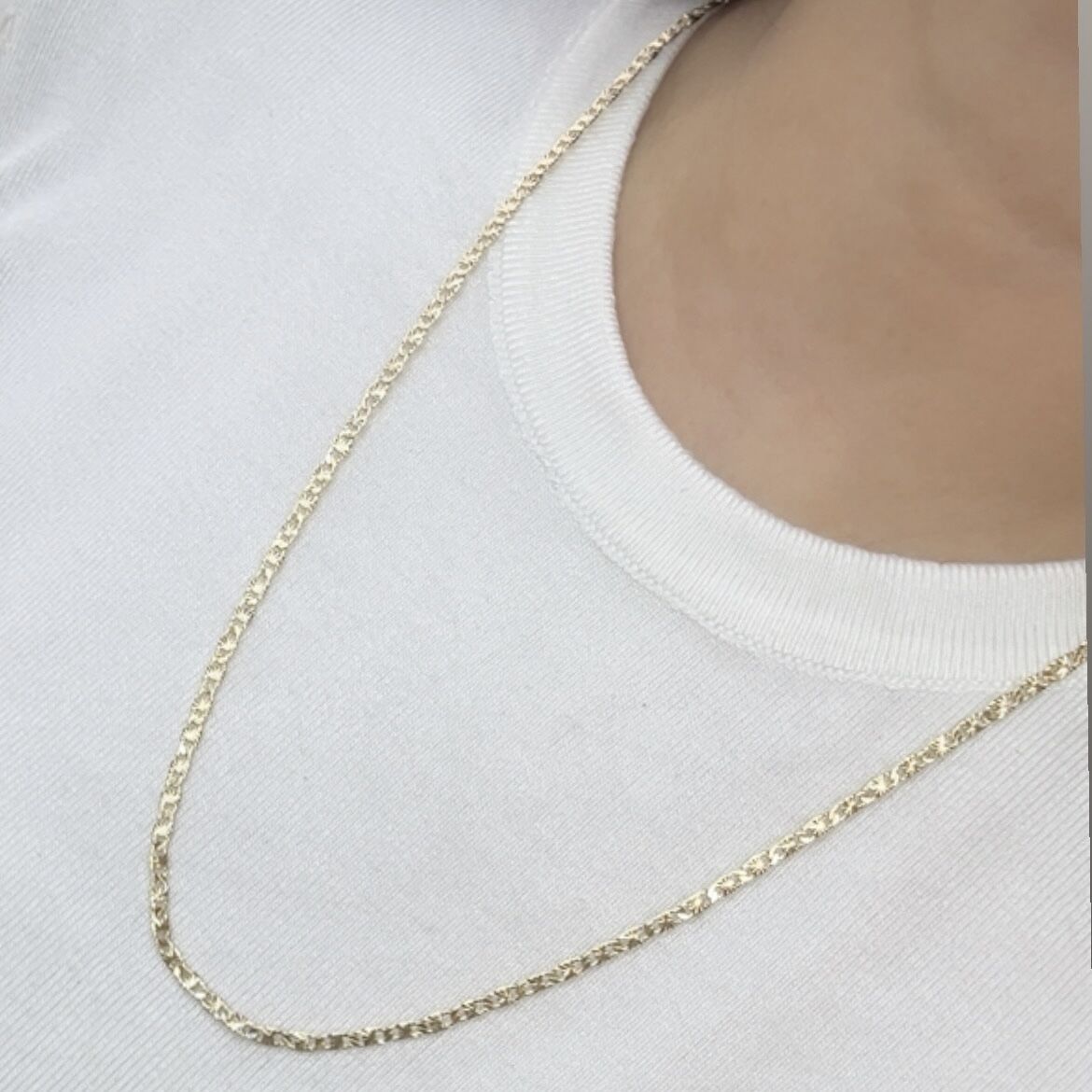 Vip Seri 14K Gold Yassı Plaka Kolye 60 cm