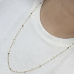 Vip Seri 14K Gold Burgu Zincir Top Detaylı Kolye 60 cm