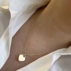 Vip Seri 14K Gold Kalpli Plaka Kolye 45 cm