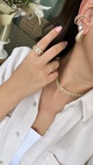 Özel Seri Zirkon Taşlı 3 Sıralı Kıkırdak Küpe