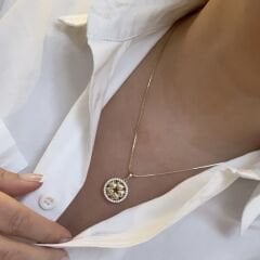 Vip Seri 14K Gold Yoncalı Plaka Kolye 45 cm