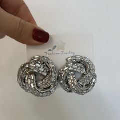 Özel Seri Zirkon Taşlı Düğüm Küpe 4cm