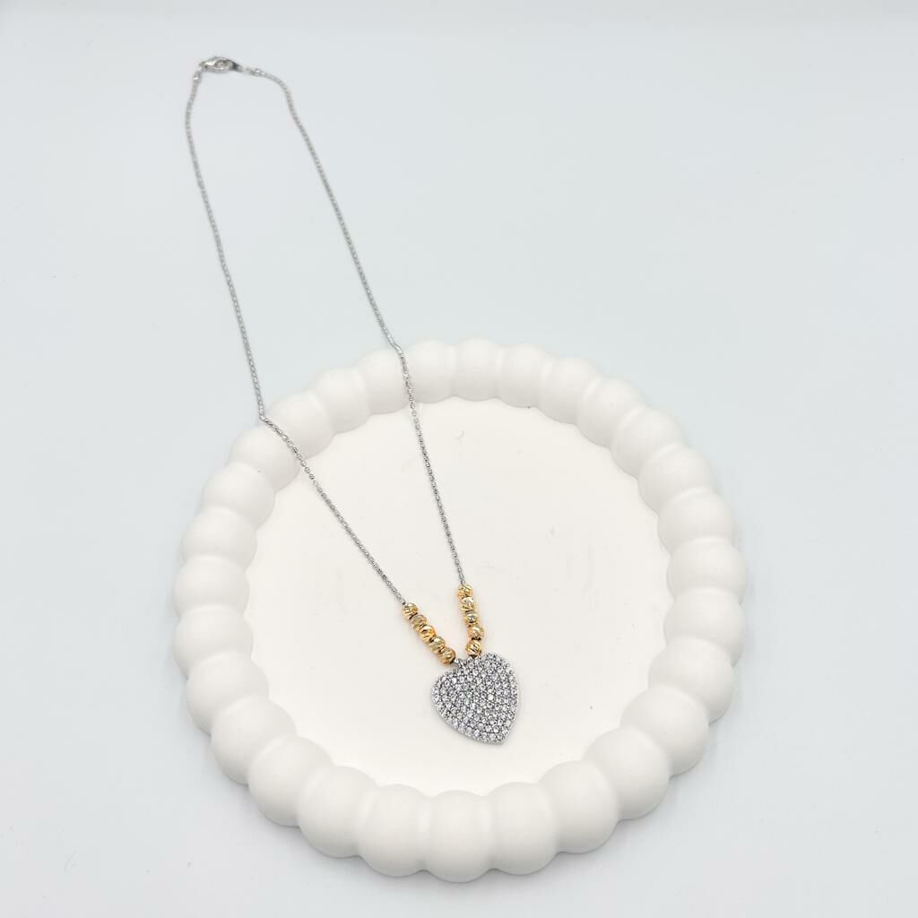 Özel Seri Zirkon Taşlı Kalpli Dorika Kolye 45cm