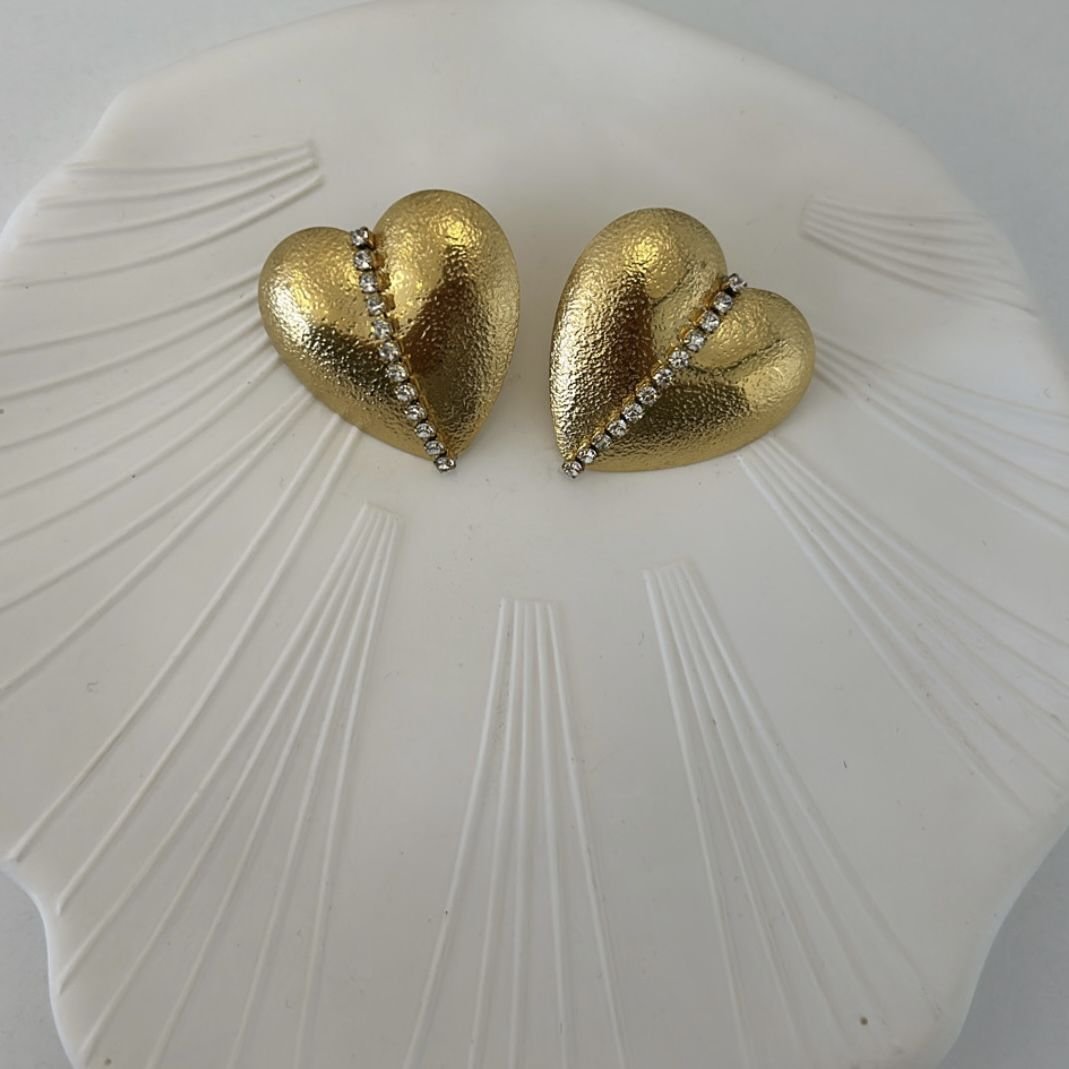 Çelik Zirkon Taşlı Kalp Küpe