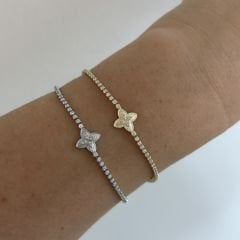 Özel Seri Zirkon Taşlı Yonca Bileklik 17 cm