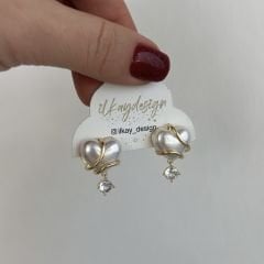 Özel Seri İncili Kalp Küpe