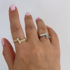 Özel Seri Baget Köşeli Yüzük(AYARLI)