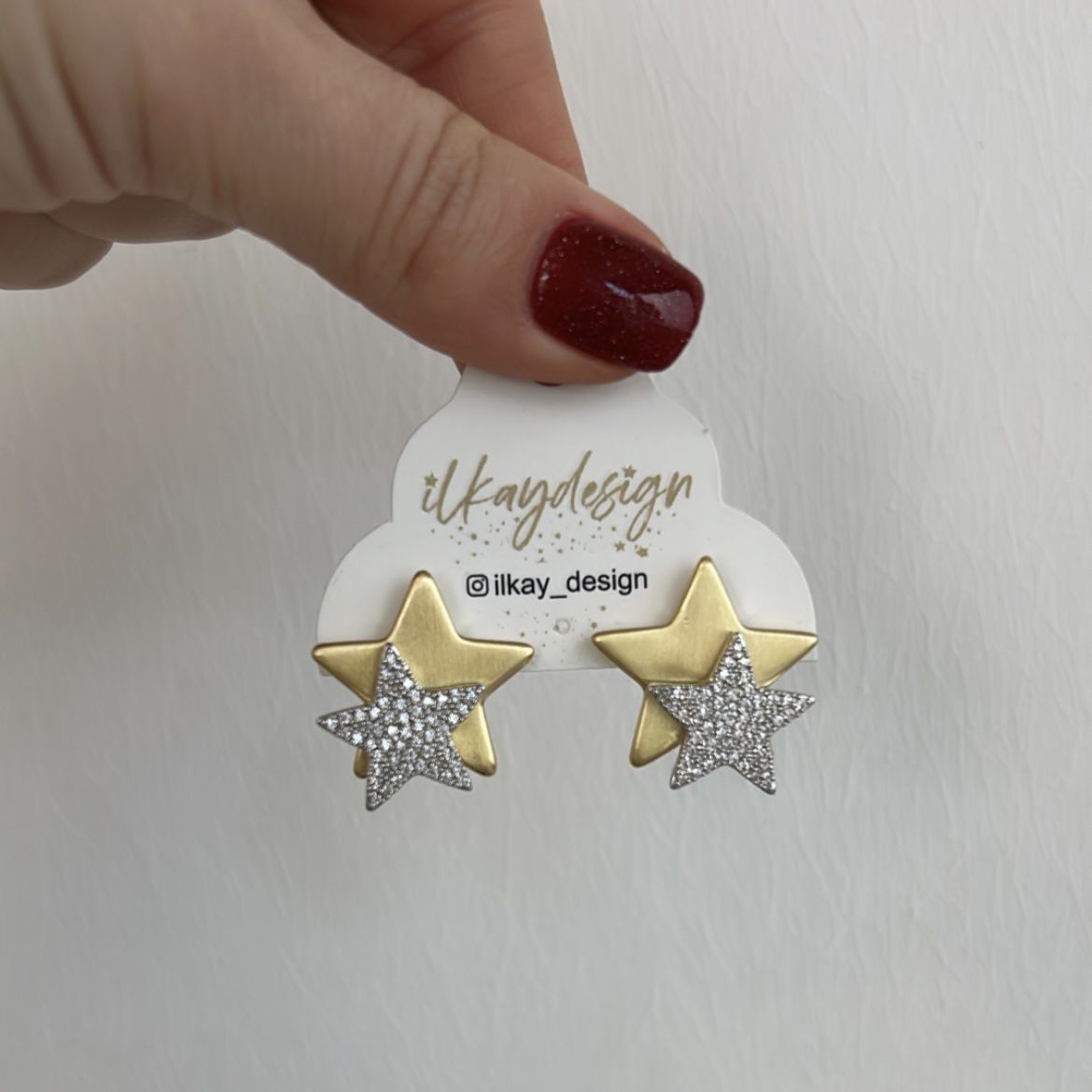 Özel Seri Zirkon Taşlı Yıldız Küpe 2cm