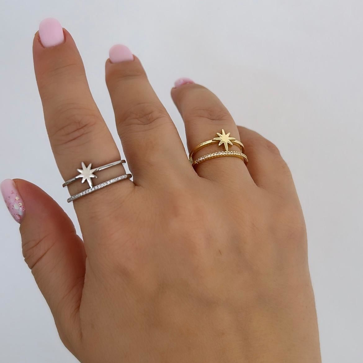 Özel Seri Zirkon Taşlı Kutup Yıldızlı Yüzük ( AYARLI)