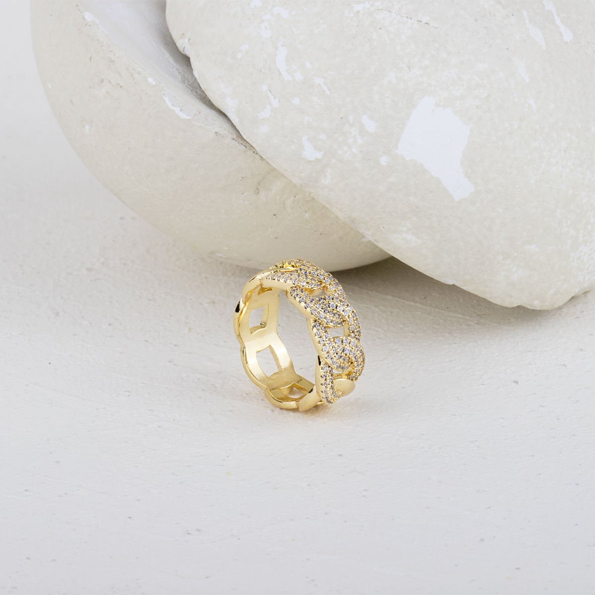 Özel Seri Zirkon Taşlı Zincir Yüzük