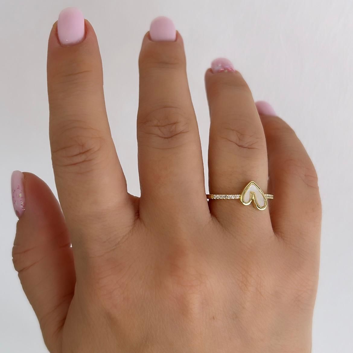 Özel Seri Sedefli Kalpli Yüzük(ayarlı)