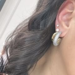 Özel Seri Zirkon Taşlı 2 li Halka Küpe 3cm