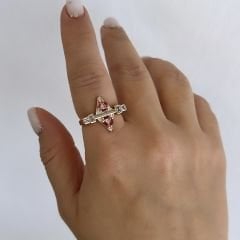 Özel Seri Pembe Taşlı Baget Yüzük (AYARLI)