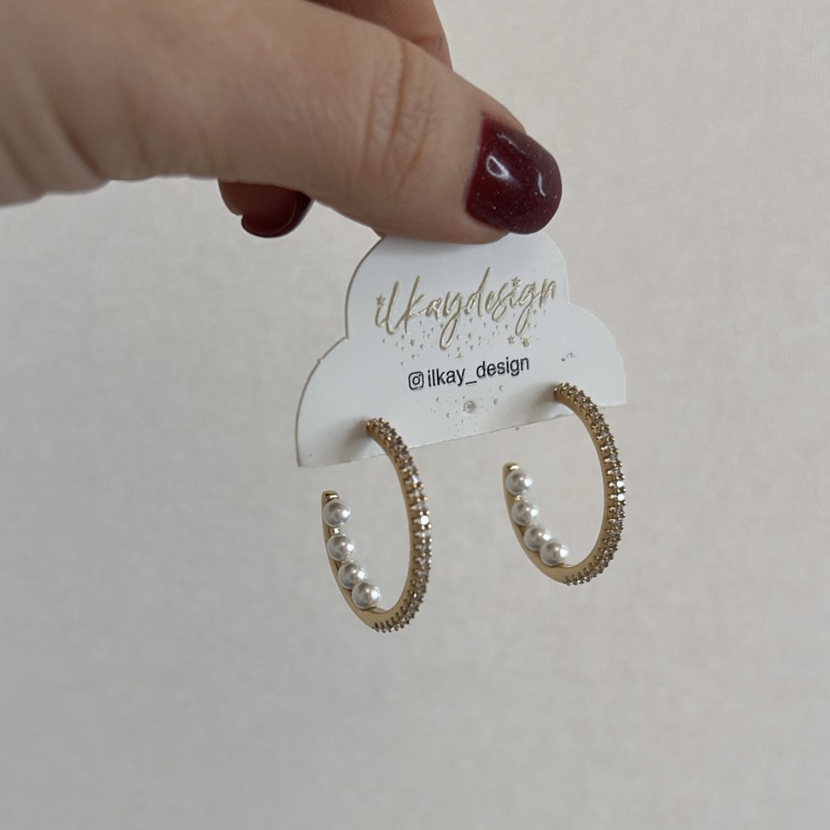 Vip Seri Zirkon Taşlı İncili Halka Küpe 2,5cm