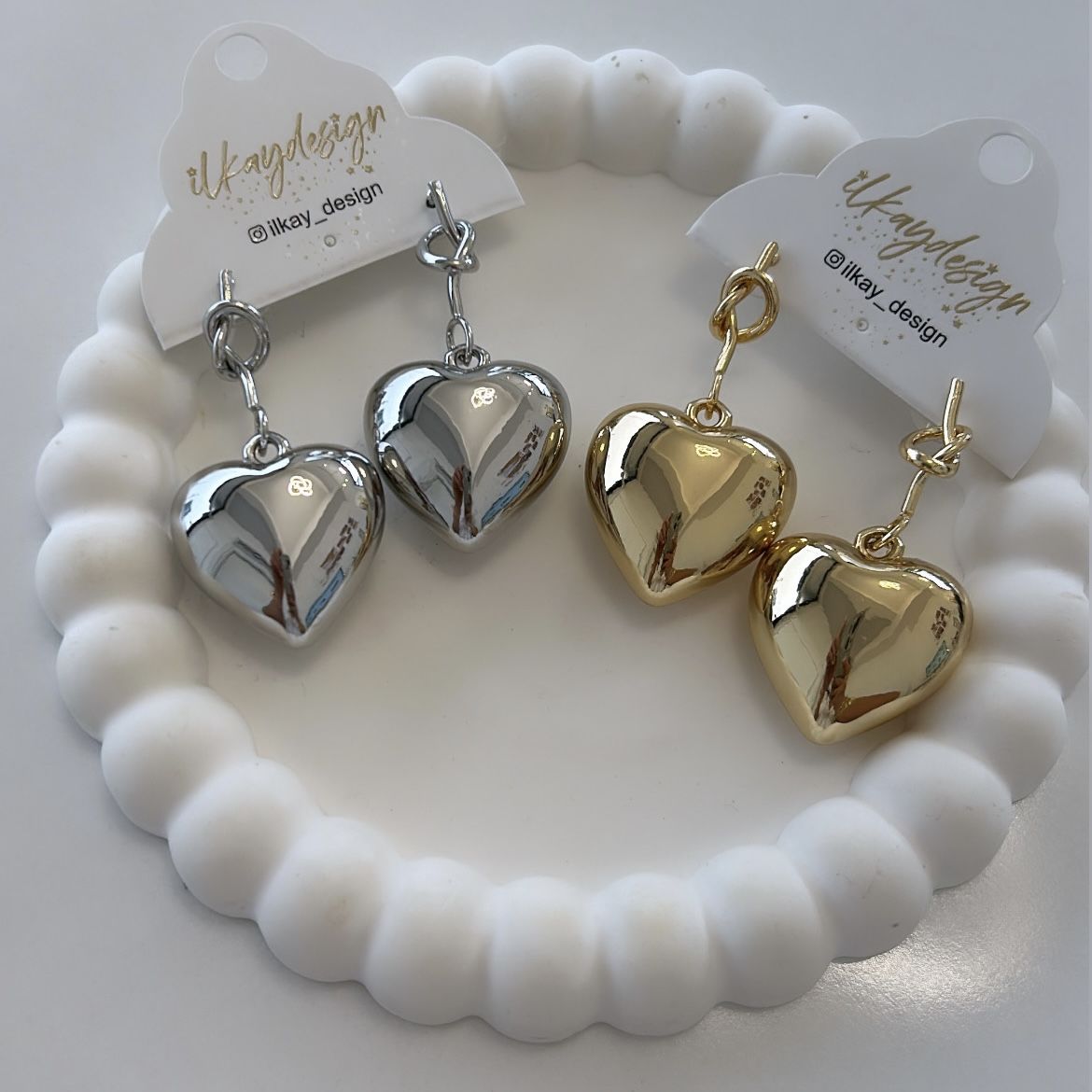 Özel Seri Kalp Plaka Küpe