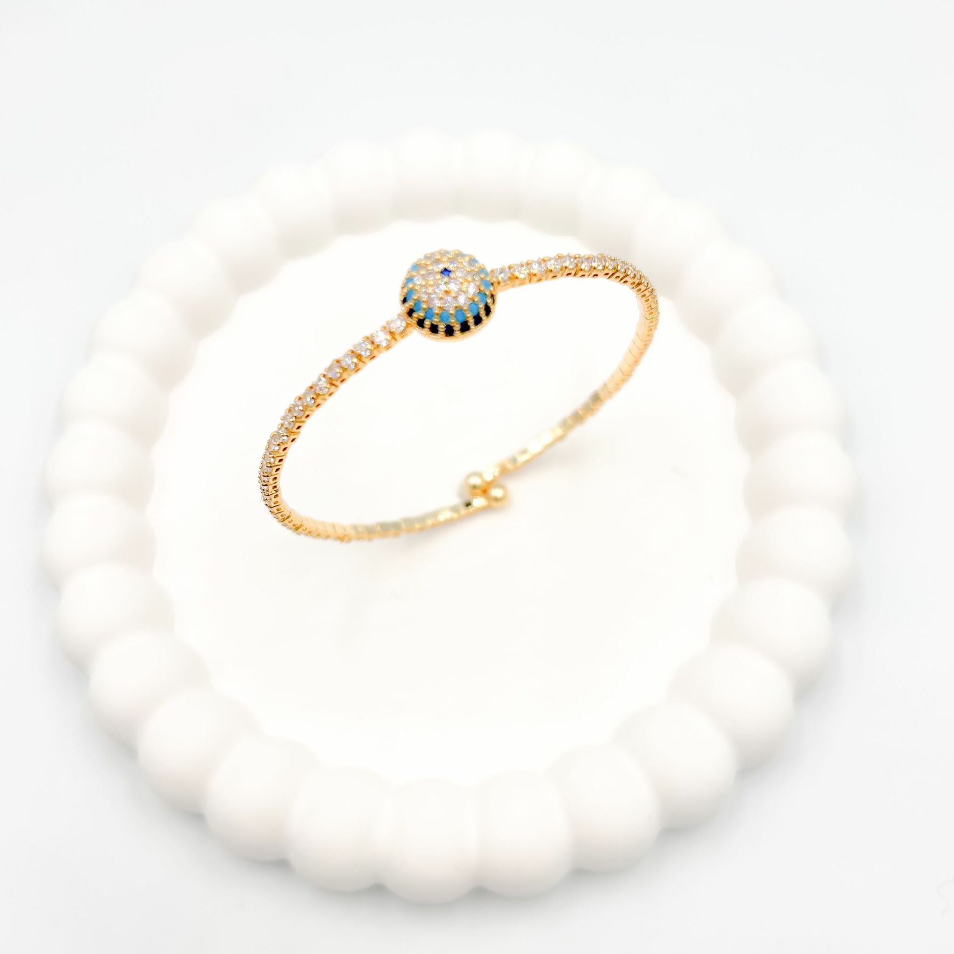 Özel Seri Zirkon Taşlı Nazar Gözlü Kelepçe