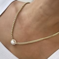 Özel Seri Taşlı İncili Kolye 45cm