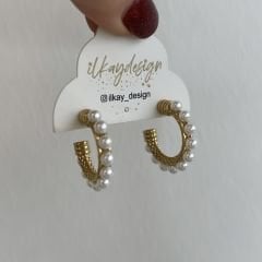 Çelik İncili Halka Küpe 2cm