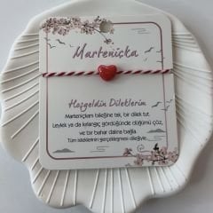Kırmızı Kalpli Marteniçka Bileklik (ayarlı)