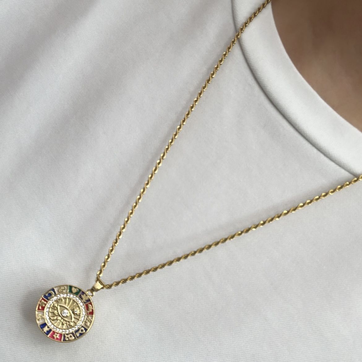 Çelik Burgu Zincirli Şans Kolye 60cm