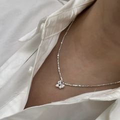 Özel Seri Fiyonklu Küp Kolye Gümüş 40cm