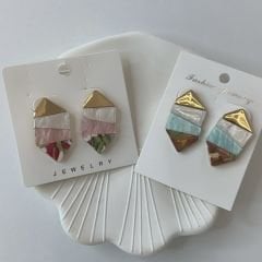 Özel Seri Renkli Sedefli Plaka Küpe