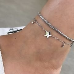 Çelik  Gümüş Burgu Halhal 26cm