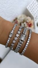 Özel Seri Zirkon Taşlı Zincir Bileklik 19cm