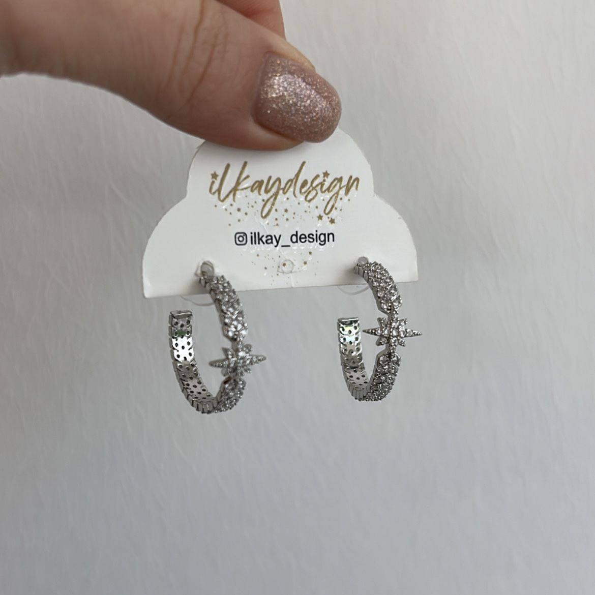 Özel Seri Zirkon Taşlı Kutup Yıldızlı Halka Küpe 2,5cm