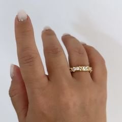 Özel Seri Xoxo Detaylı Tamtur Yüzük Gold