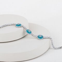 Özel Seri Zirkon Taşlı Cam Göz Su Yolu Bileklik 20cm