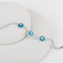 Özel Seri Zirkon Taşlı Cam Göz Su Yolu Bileklik 20cm