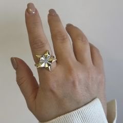 Özel Seri Gold Gümüş Yıldız Yüzük